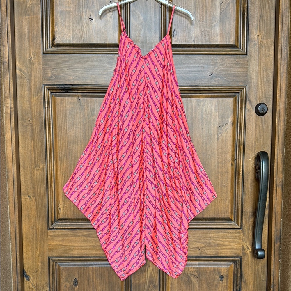 Pink and Orange Julie Brown Patterned Handkerchief Dress